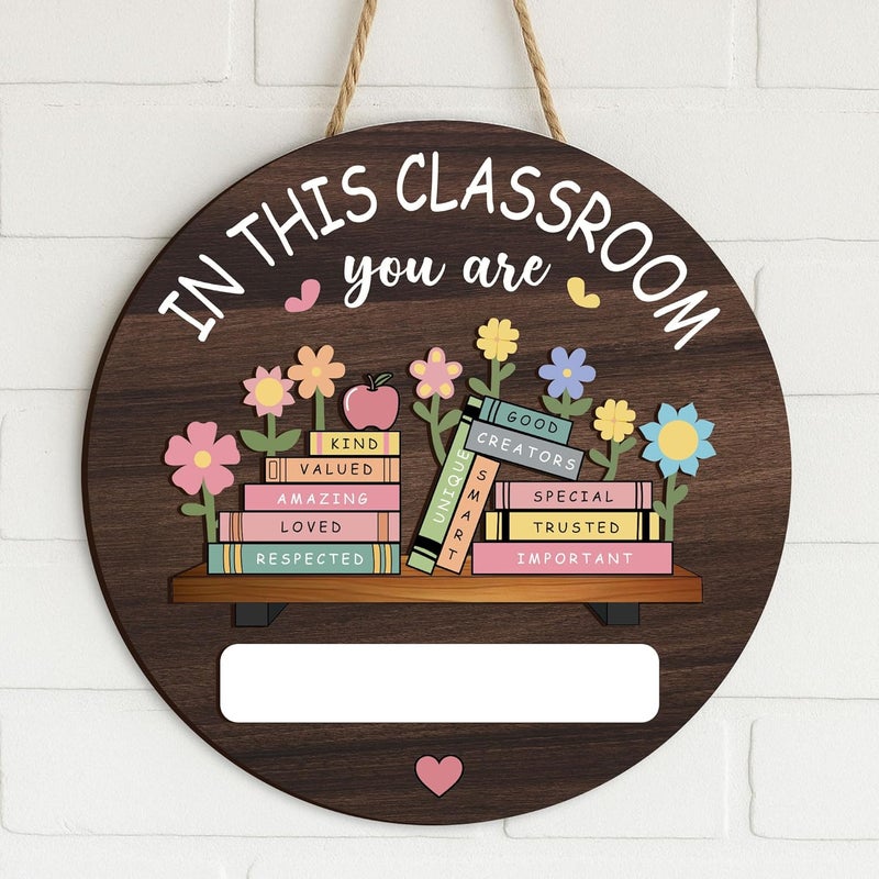 Musemory Personalized Teacher Door Sign with Writable Name – Custom Boho Classroom Decor, Back to School Welcome Sign for Kindergarten, Preschool, Middle School, Teacher Gift with Desk Stand & Marker - Image 4